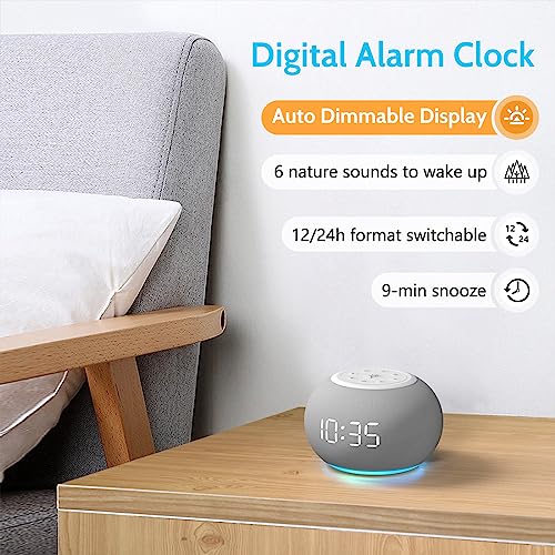 Reacher Auto-Dimmable Sound Machine Alarm Clock With Night Light, 20 Soothing Sounds, Led Digital Display, Sleep Timer, Precise Volume Control, White Noise Soother For Baby, Adults, Bedrooms #TOP4