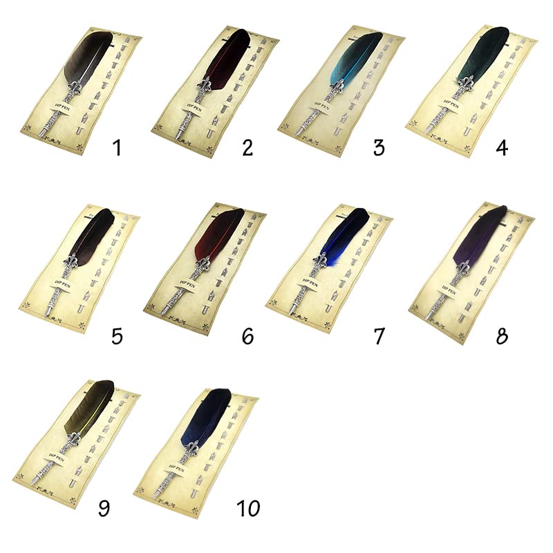 Feather Calligraphy Dip Pen Set – 5 Stainless Steel Nibs, Vintage Quill Pen For Writing & Drawing