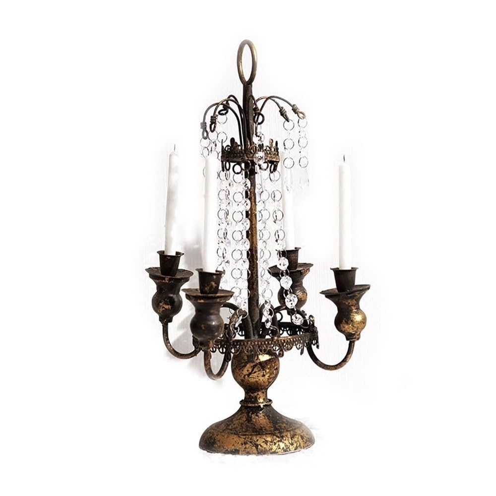 Candlestick Holder Decorative Retro Country Four-head Candlestick Home Romantic Iron Candle Holder Decoration for Party