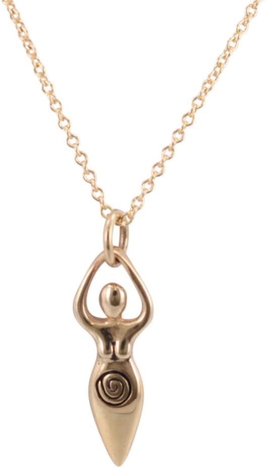 Fertility Lunar Goddess Necklace in Bronze on 18" Gold Filled Rolo Chain, 6575-brz