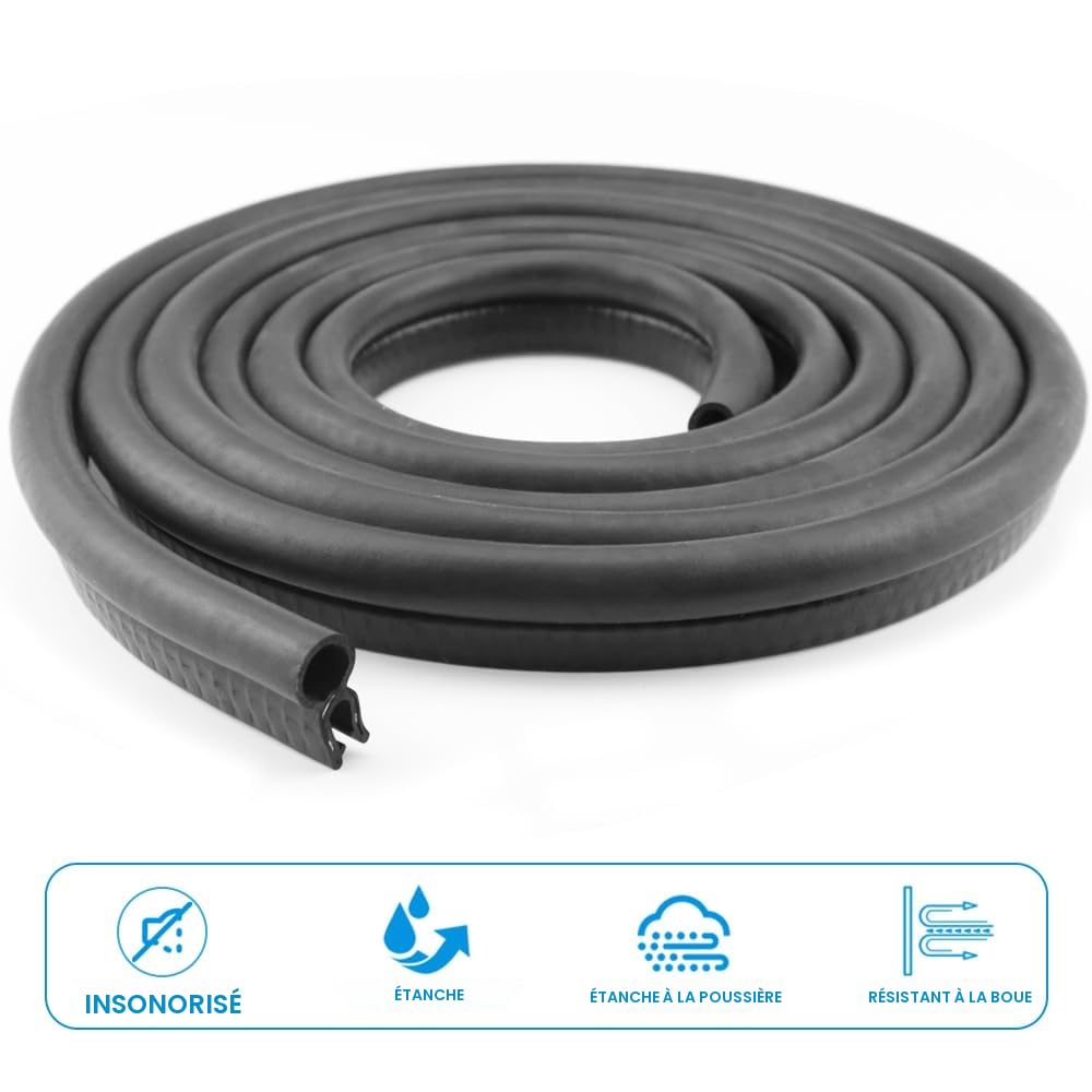 Joint de Porte de Voiture, Profil de Protection des Bords avec Joint Supérieur, pour Voitures, Bateaux, Camping-Cars, Camions et Applications Domestiques, Protection Contre les Intempéries (6M)