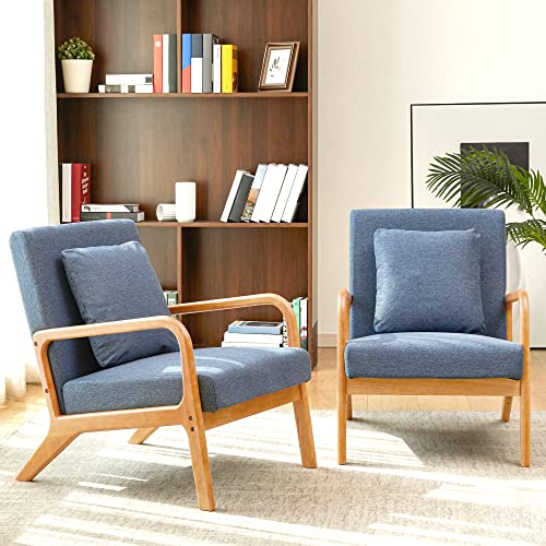 WACASA Mid-Century Modern Accent Chair,Fabric Lounge Boho Side Chair for Living Room Bedroom, Reading Armchair (2, Blue) WACASA Mid-Century Modern Accent Chair,Fabric Lounge Boho Side Chair for Living Room Bedroom, Reading Armchair (2, Blue)