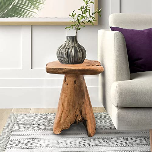Warmaxx WARMPLANTST Natural Irregular Shape Tree Stump End Table Plant Stand 14"X13"X18"H Solid Cedar Wood Outdoor Rustic Sit Foot Stools Live Edge Coffee Side Table Living Room Bedroom Outdoor Garden thumb #5