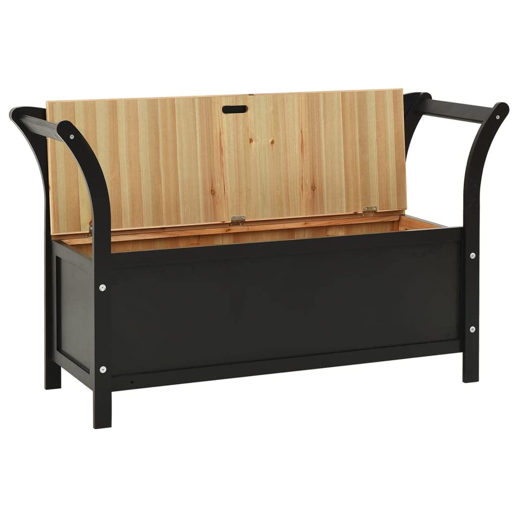 Banco negro 107 x 45 x 75,5 cm madera maciza abeto con espacio de