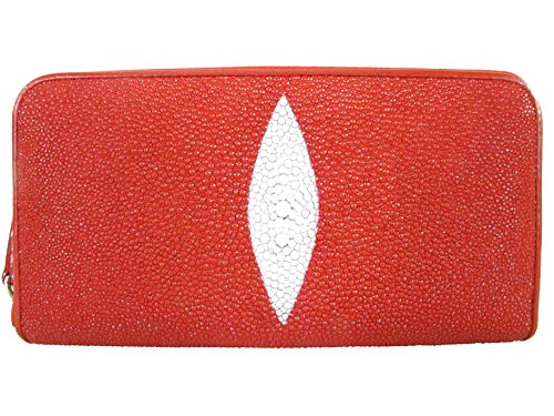 Genuine Stingray Skin Women's Zip Around Clutch Wallet Purse Black2