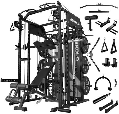 Mikolo Smith Machine with Weight Stack, Power Cage Home Gym Syste...