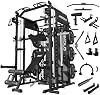 Mikolo Máquina Smith con Pila de Pesas, Sistema de Gimnasio en Casa con Jaula de Potencia con Polea Alta y Crossover de Cable, Entrenador Multifuncional con Sistema de Doble Polea, Incluye Más de 10 Accesorios Gratis 2