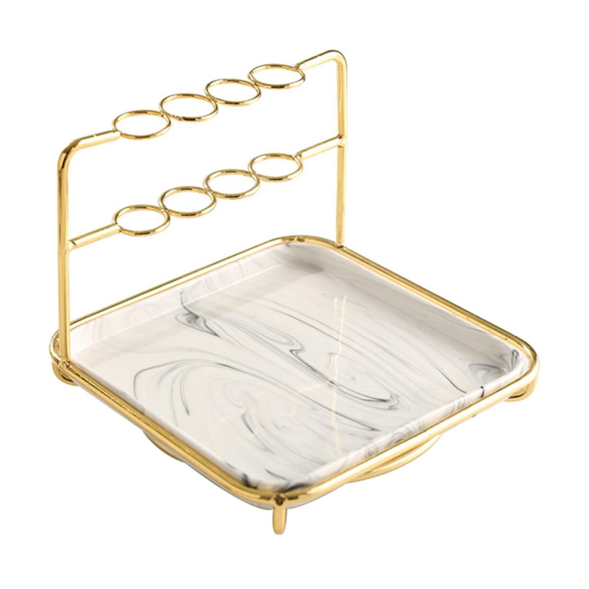 Organisateur Cosmétique Design en Fer et Céramique Plateau de Rangement Luxe