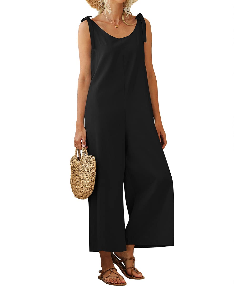 XMES Mono casual de tirantes suelto de verano para mujer con pantalón de pierna ancha