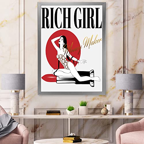 Image of DesignQ Girl In Swimsuit With Pomade Vintage Framed Wall Art