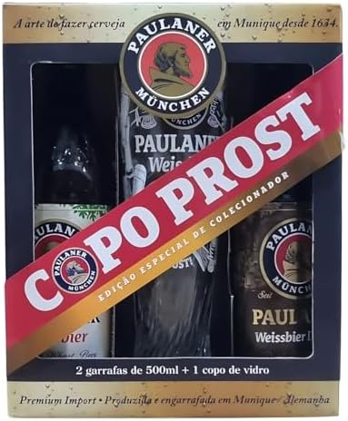Kit Cerveja Paulaner Weissbier e Dunkel + Copo Prost 500ml