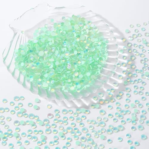Image of F Light Green Flatback Rhinestones, Glass Rhinestones for Nail Art and Craft, Glue Fix, Loose Crystal Gemstones(F Light Green, SS20, 1440pcs, 4.6-4.8mm)