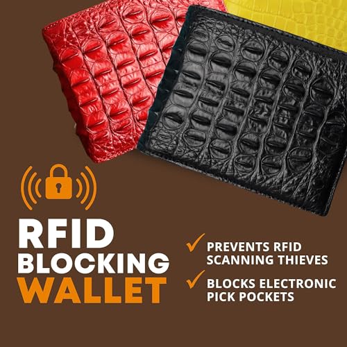 Image of HATA Men Leather Bifold Wallet RFID Blocking Front Pocket Exotic Billfold Handmade Gift For Birthday Wedding Anniversary Father's Day