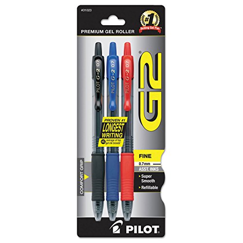 Pilot G2 Bolígrafo Retráctil Gel Multicolor 3 unidades
