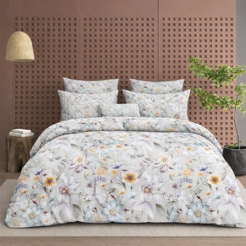 Image of DECOR2ADMIRE 300 Thread Count Cotton Floral Bedsheet Set | Soft Luxury Bed Sheet with 2 Pillow Covers | Breathable Bedding for Bedroom (Double King 90 inch x 100 inch) (Floral Whisper)