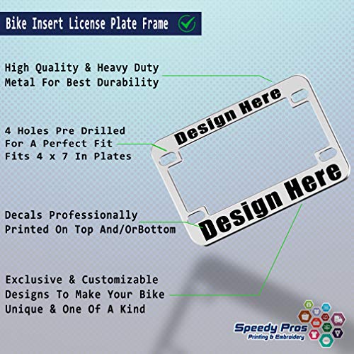 Image of Speedy Pros Metal Zinc Custom Bike License Plate Frame Custom Personalized Text Motorcycle Accessories License Plate Holder Chrome 4 Holes Set of 2