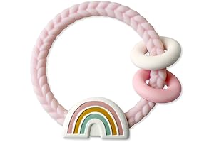 Silicone Teether with Rattle – Textured, BPA-Free Teething Toy with Rattle Sound...