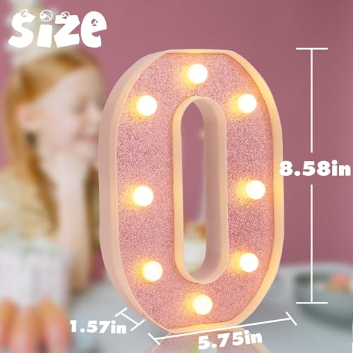 Image of Small Led Marquee Letters, Light Up Letters, 8.58 Inch Led Letter Lights, Battery Powered Lighted Sign for Table, Party, Birthday, Christmas Decor (Pink Glitter, Letter O)