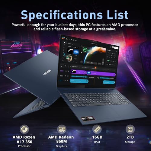 Image of Lenovo IdeaPad 5 16 inch WUXGA Touch 2-in-1 Laptop, AMD Ryzen AI 7 350, 16GB LPDDR5X, 2TB Storage (1TB SSD+1TB Docking Station), AMD Radeon 860M, Backlit Keyboard, FHD IR Camera, Win 11 Pro, Blue