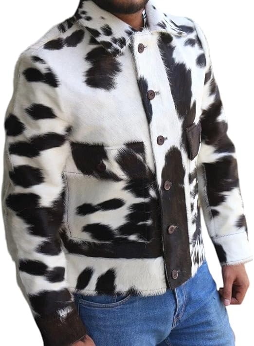 Men's Genuine Cowhide Leather Jacket Natural Hair-On Cow Skin Fashion Coat" By Reclaimed Vintage2
