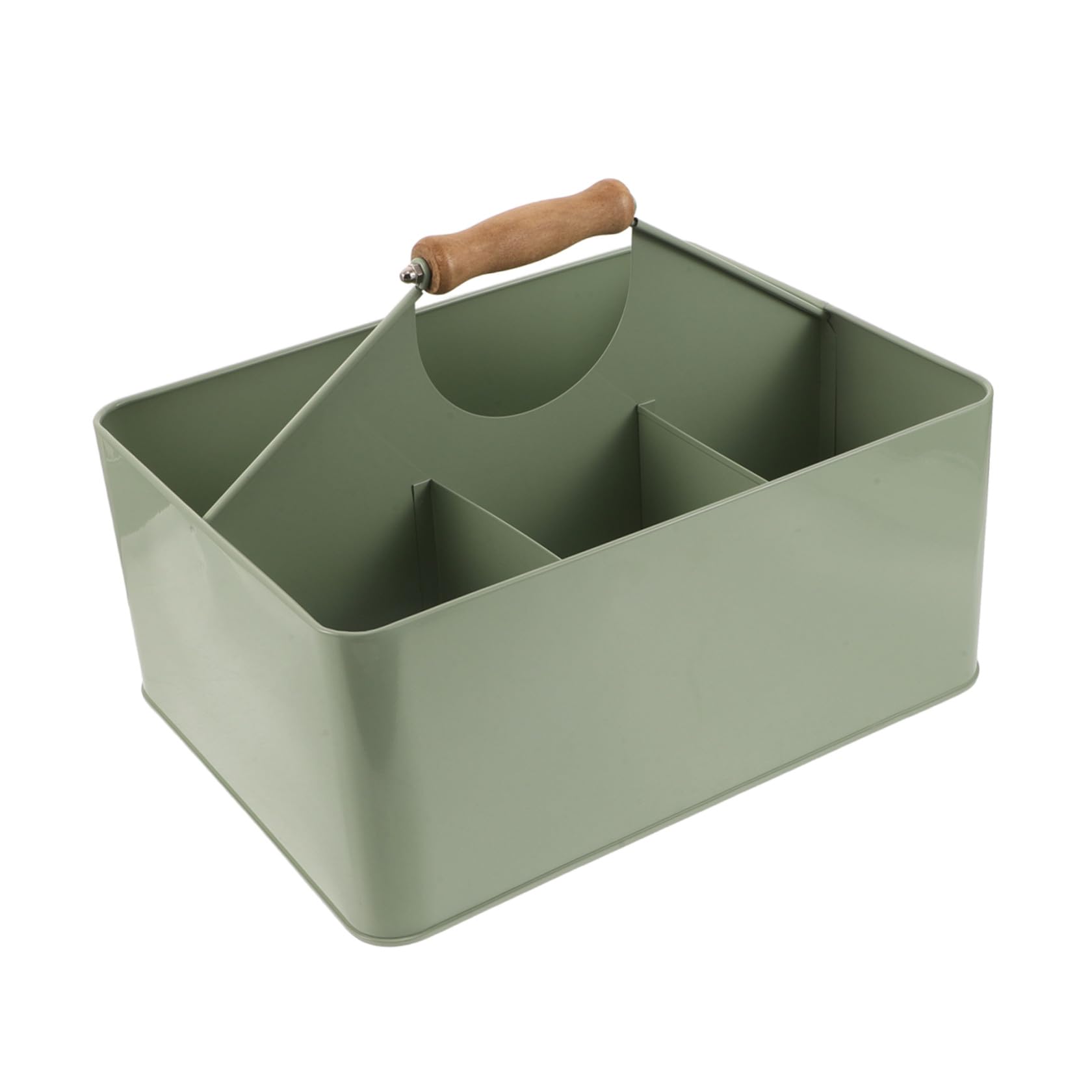 Caja de Almacenamiento Apilable para Semillas de Jardín de Hierro Verde con 4 Compartimentos y Asa y Fiable para Transporte en Bancos de Plantación