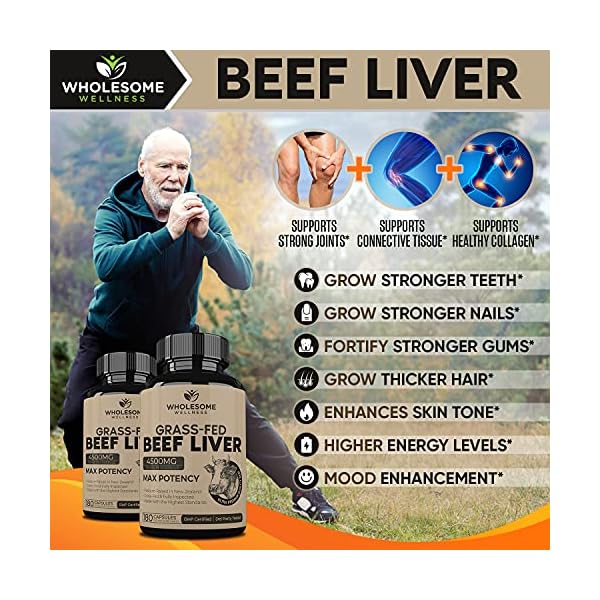Grass-Fed-Desiccated-Beef-Liver-Capsules-180-Pills-750mg-Each-Natural-Iron-Vitamin-A-B12-for-Energy-Humanely-Pasture-Raised-Undefatted-in-New-Zealand-Without-Hormones-or-Chemicals Grass Fed Desiccated Beef Liver Capsules (180 Pills, 750mg Each) - Natural Iron, Vitamin A, B12 for Energy - Humanely Pasture Raised Undefatted in New Zealand Without Hormones or Chemicals