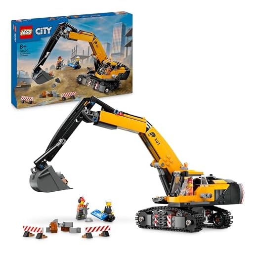 LEGO City Yellow Construction Excavator Toy Digger for 8 Plus Year Old Boys, Girls & Kids, Vehicle Set with Driver, Worker and Architect Minifigures for Fun Role Play, Birthday Gift Idea 60420