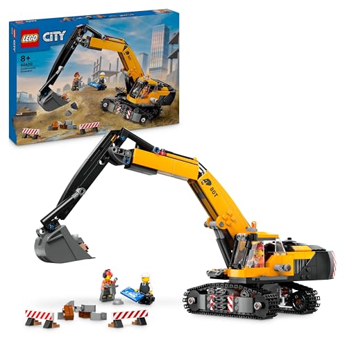 LEGO City Excavadora de Obra Amarilla Perforadora de Juguete, Regalo de...