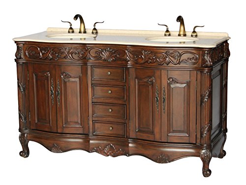 Chinese Arts, Inc 60-Inch Antique Style Double Sink Bathroom Vanity Model 7760-BE