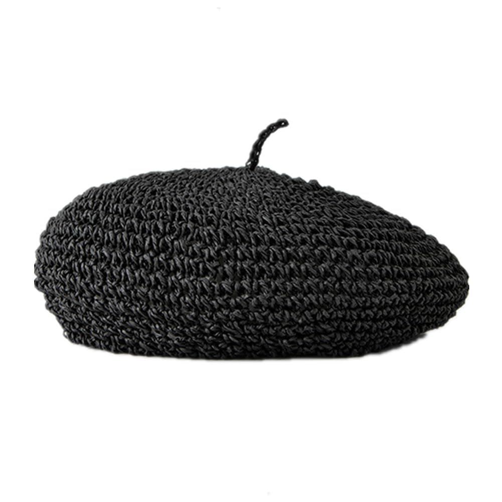 Berretto in paglia da donna, berretto estivo retrò, cappello berretto francese classico artista traspirante berretto lavorato a maglia cappello da sole per spiaggia vacanze viaggi feste
