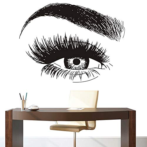 Eyelashes Wall Sticker Vinyl Eyebrows Beauty Salon Wall Decal Eye Make Up Wall Art Poster Home Bedroom Decor Wall Mural AY795 (57x76cm, Black)