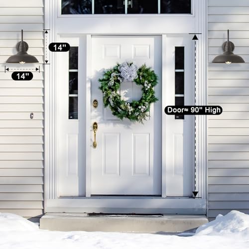 Image of 2 Pack Outdoor Barn Farmhouse Light with 14in Dome, Exterior Gooseneck Lights Fixture for House, Dark Bronze Outside Wall Mount for Porch, Patio, Entryways