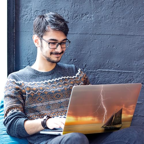 Image of Galaxsia Boat in Storm Top+Wrist Pad Vinyl Laptop Skin /Sticker /Cover Upto 15.6 Inches Laptops Laminated-Removable-HD Quality Compatible for Hp-Dell-Sony-Lenovo-Asus etc.(15x10 Inches)