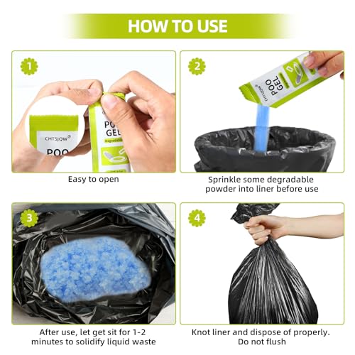 Polvo para inodoro portátil, gel absorbente ecológico para residuos líquidos, gelificación y desodorización, polvo para tratamiento de residuos en inodoros de emergencia, camping y senderismo al aire libre miniatura 5