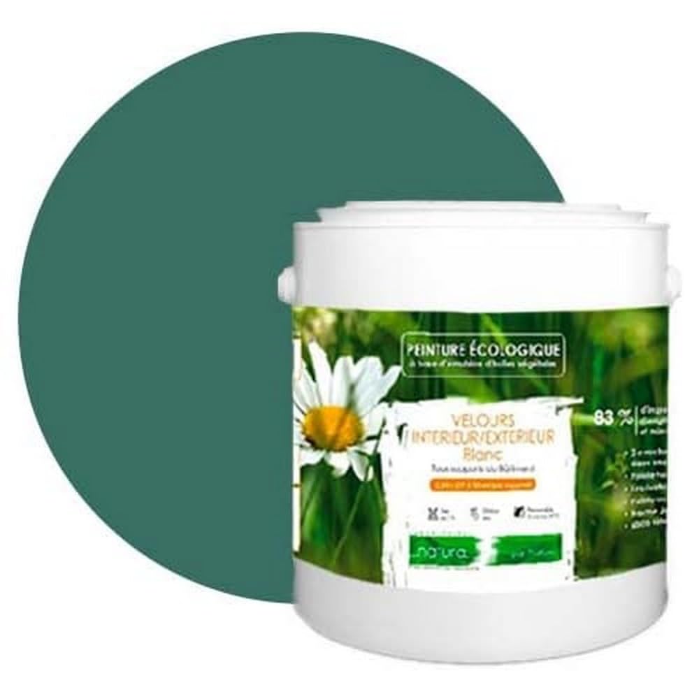BOX DECO COULEURS Pintura natural ecológica interior exterior con aspecto terciopelo Natura – 2,5 l/33 m² [Clase energética A+], verde tropical
