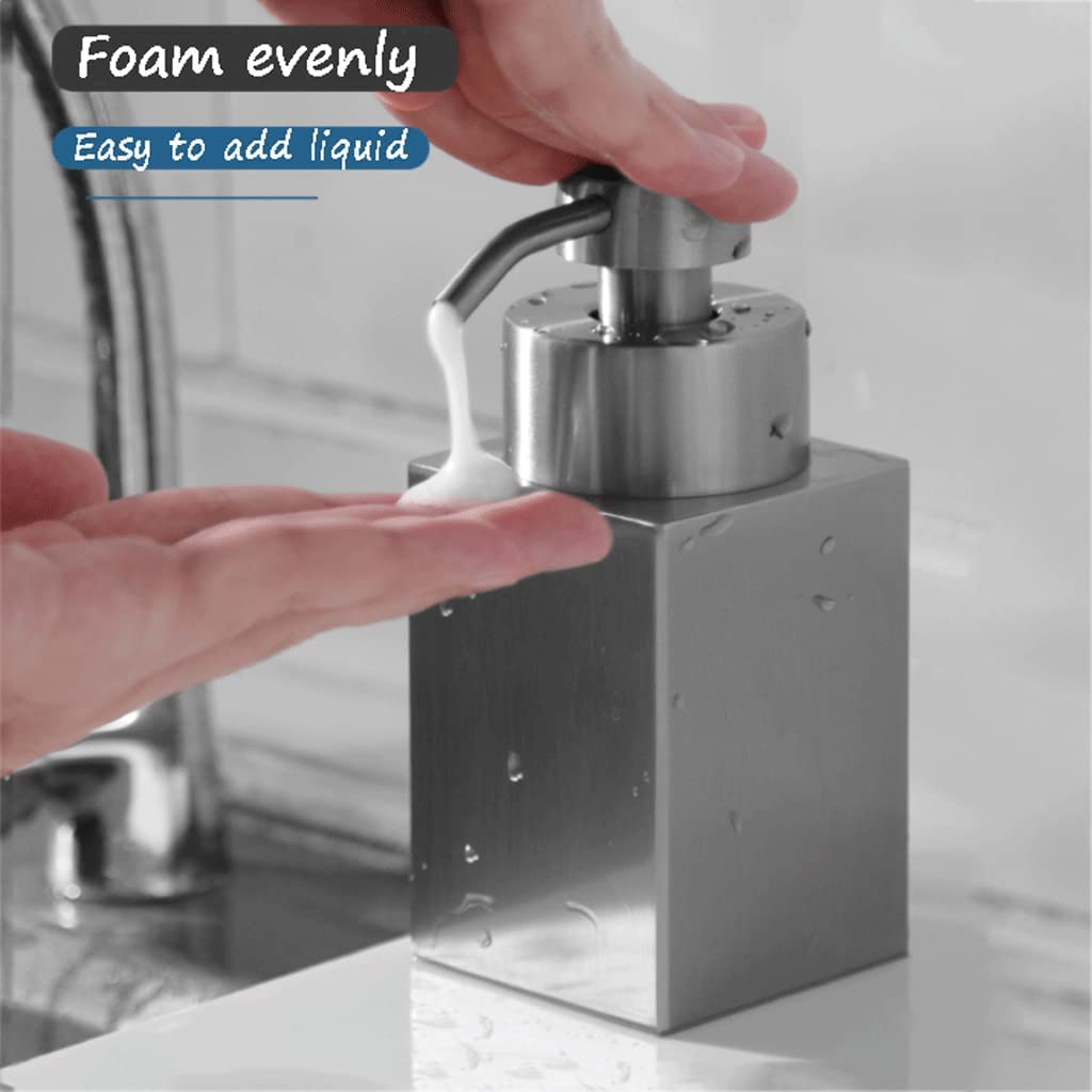 Distributore di Sapone Quadrato da 6,7 Once, erogatore di Sapone in Acciaio Inossidabile 304, Bottiglia di lozione in Nichel Spazzolato per Doccia, Bagno, Cucina