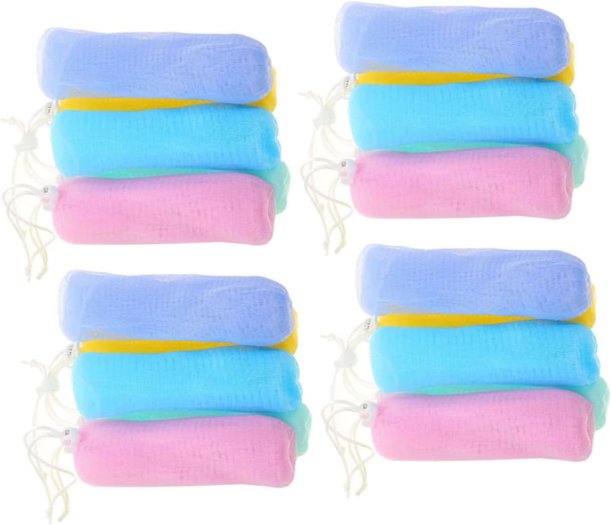 WOONEKY 20pcs Exfoliating Mesh Soap Pouch Multi Foaming Net for Gentle Facial Cleansing for Handmade Soap Wash Gels Colors