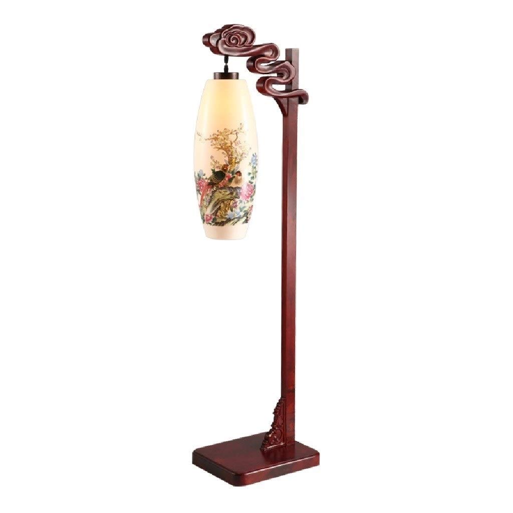 Stehlampe Chinesische Keramik Blume und Vogel Zeichnung Stehlampe Imitation Klassische Massivholz Club Schlafzimmer Studie Schreibtischlampe Vertikale Tischlampe Hohe Stehleuchte