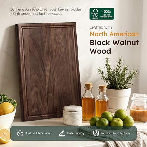 Tabla de cortar rectangular de nogal americano natural 17 pulgadas miniatura 4