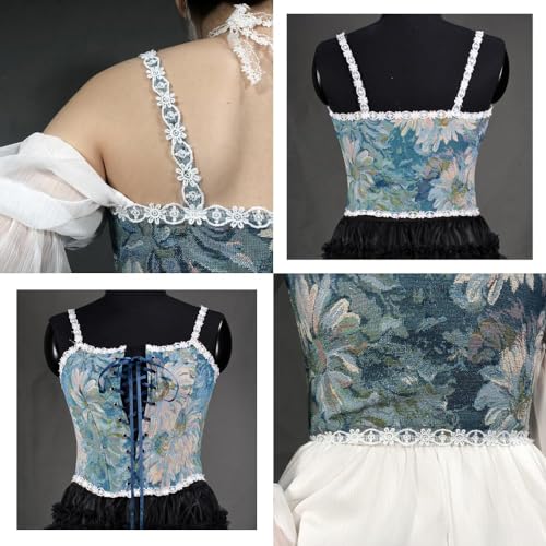 Image of CONCINEROS Women's Summer Vintage Floral Renaissance Corset Top for Women Y2k Tops Sleeveless Drawstring Crop Top