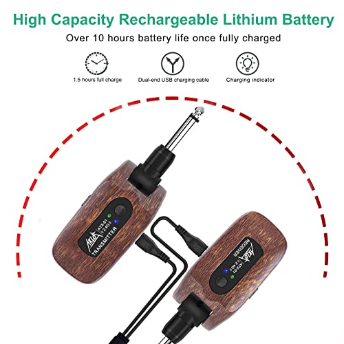 Aklot MI3572 Wireless Guitar System Transmitter Receiver Set 2.4Ghz Built-In Rechargeable Lithium Battery Digital thumb #3