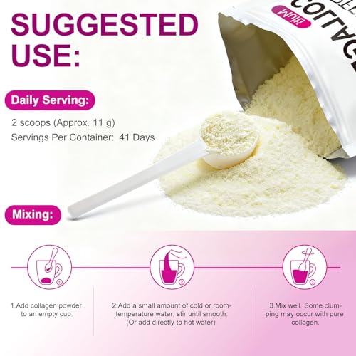 bnHUlMXw Multi Collagen Peptides Powder 16oz Unflavored (Grass-Fed Bovine, Types I–V, with Vitamin C & Hyaluronic Acid) — view 8