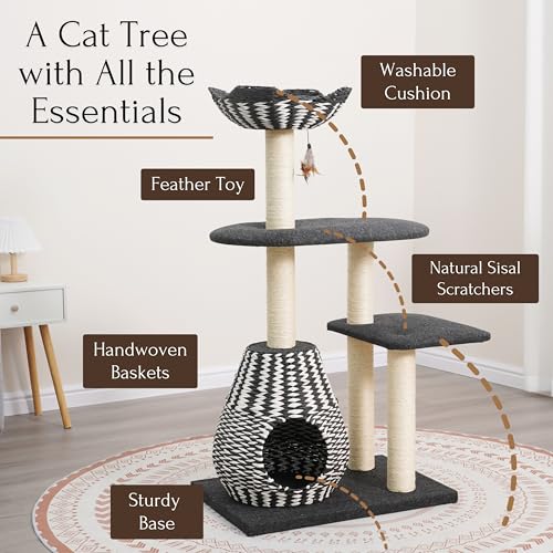 Árbol para gatos Petpals con condo tejido a mano y postes de sisal miniatura 4