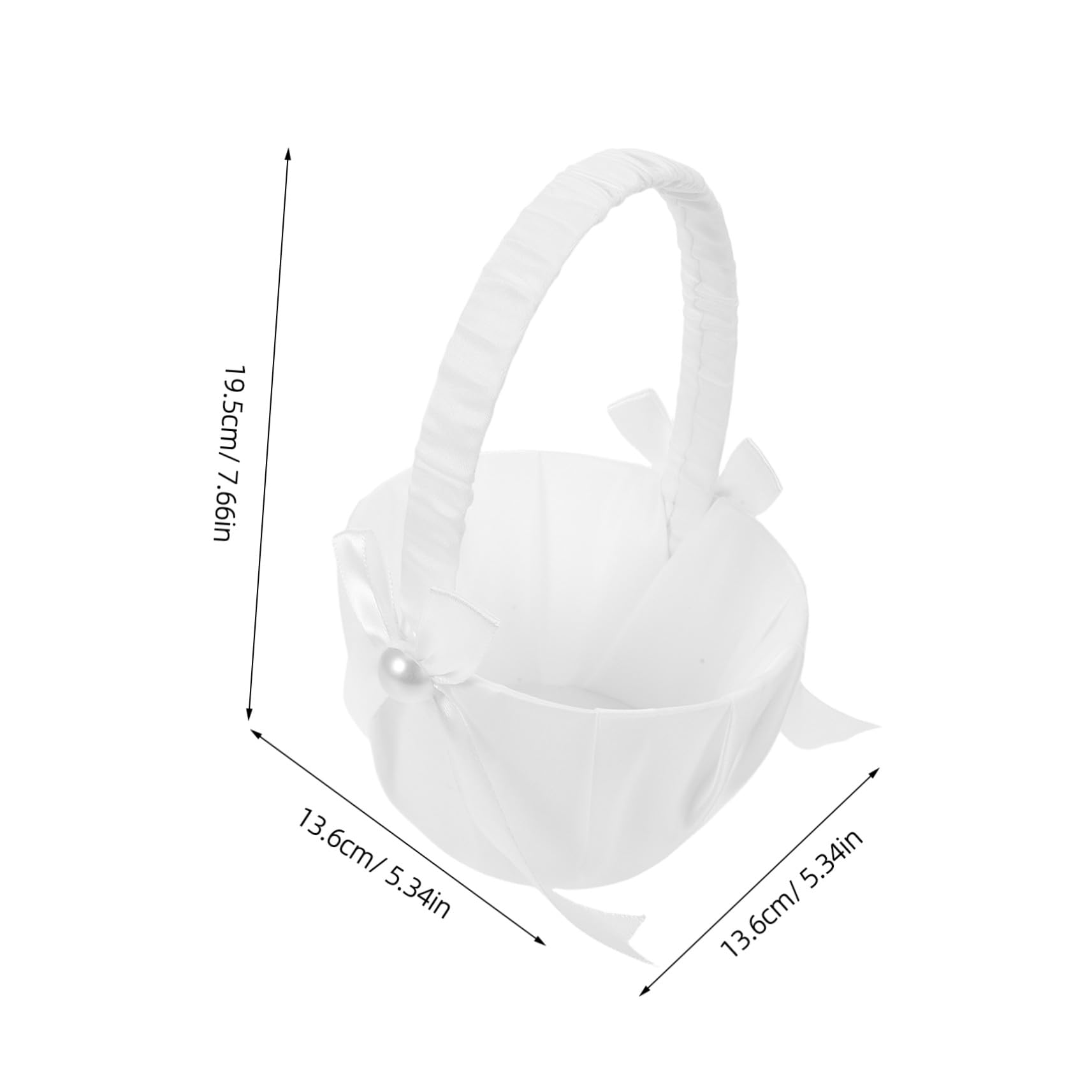 LIFKOME 4 Sztuki Częściowy Plastikowych Koszyków Kwiaty z Uchwytem Ozdobiony Białą Satyną Kokardką i Perłami Stabilny i Elegancki Idealny Ś Dekorację Domu i Piknik