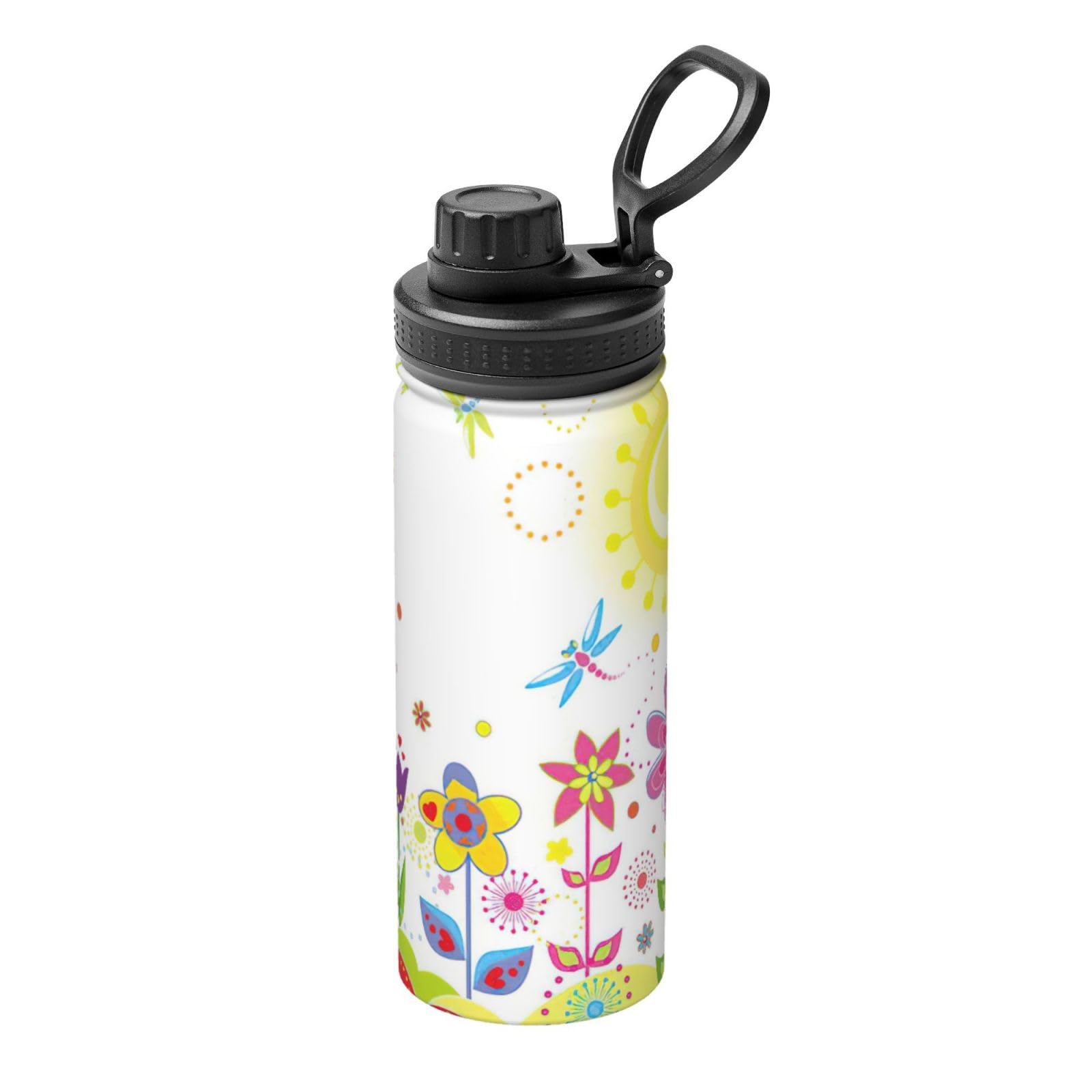 Kfjghhl Insulated Stainless Sun Butterflies Dragonfly Flowers Nursery Steel Water Bottle For Sport Gym Travel Leak Camping Hiking Hydration