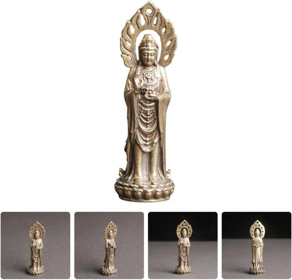 Miniatura 2 de Adorno de Budas Estatua de Buda Avalokitesvara Estatua de Buda Kuan Yin Buddhism Figurine Diosa de la Misericordia Figura de Buda Guan Jin en