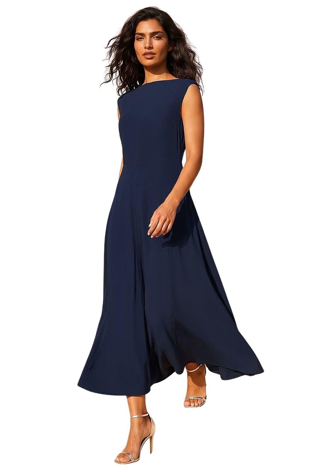 Roman Women's Fit & Flare Midi Dress in Navy | Size: 10
