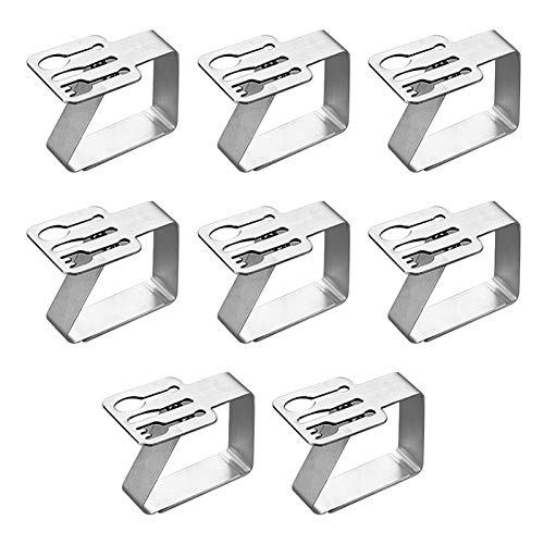 RV77 Tablecloth Clips, 8 Pack Stainless Steel Table Cloth Cover Clamps Table Cloth Holders for Outdoor Table Cloth Holders Llifetime Picnic Tables, Picnic, Patio and Party