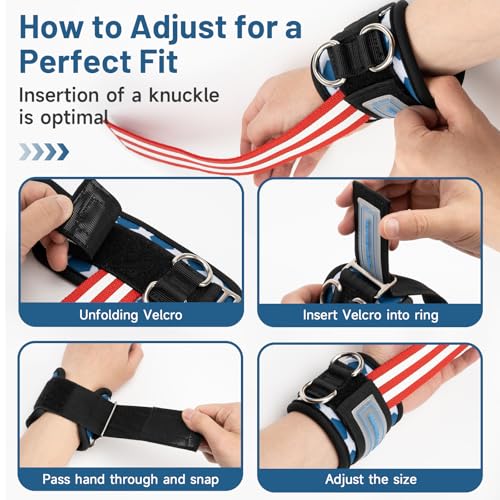 Image of MANUEKLEAR 2 Size Gym Lifting Straps with D Rings for Cable Machine