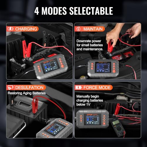 image for VEVOR Smart Battery Charger, 20-Amp, Lithium LiFePO4 Lead-Acid (AGM/Ge